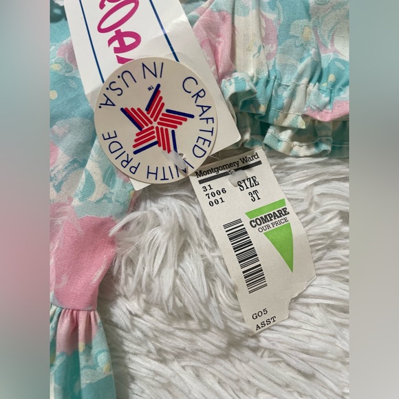 NEW Vintage Roanna 90s 80s Victorian Lace Bib Collar Pink Floral Dress Girls 3T - Picture 4 of 9